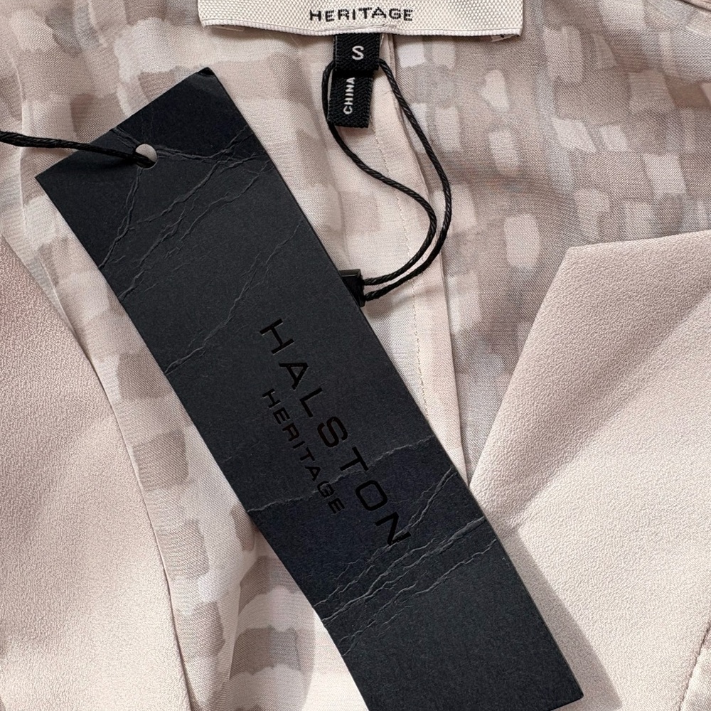 Halston Heritage Cream-Ivory Sheer Checked Tunic with Belt - Picture 4 of 12